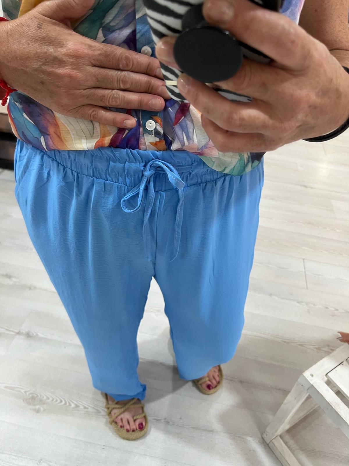 Pantalón fluido azul Tiana