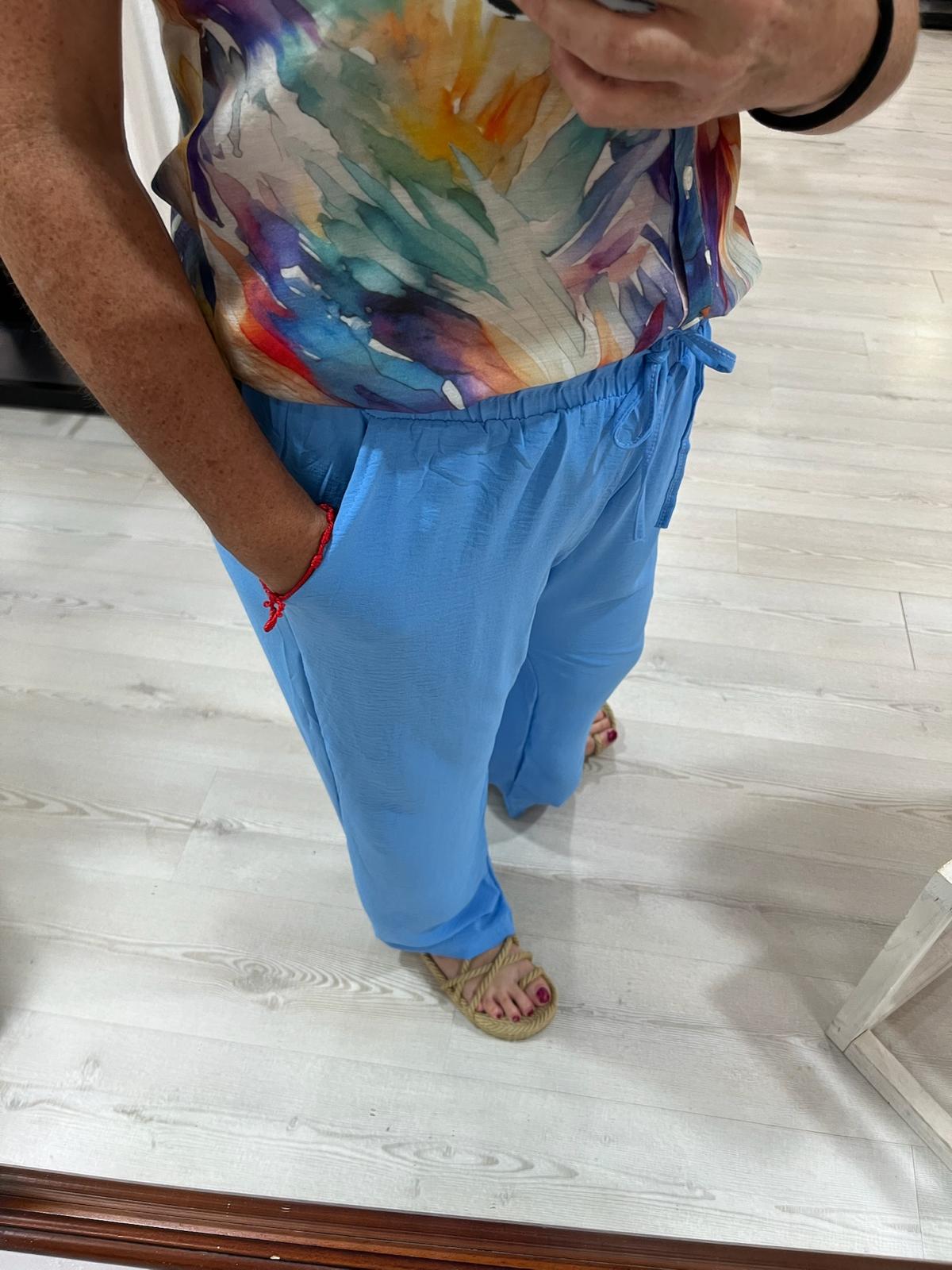 Pantalón fluido azul Tiana