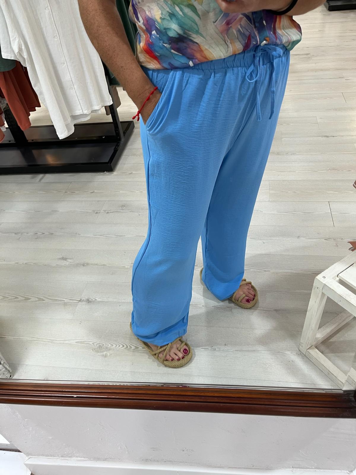 Pantalón fluido azul Tiana