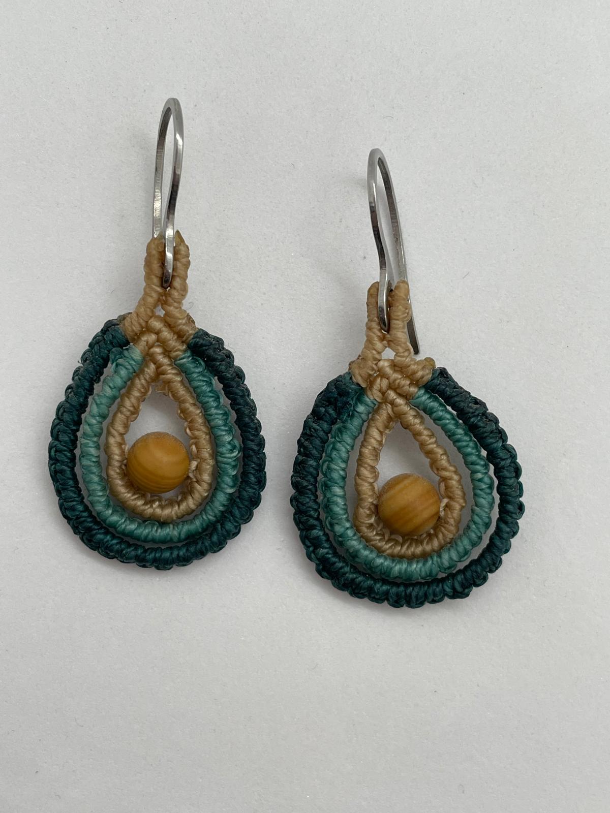 Pendientes micromacramé turquesa
