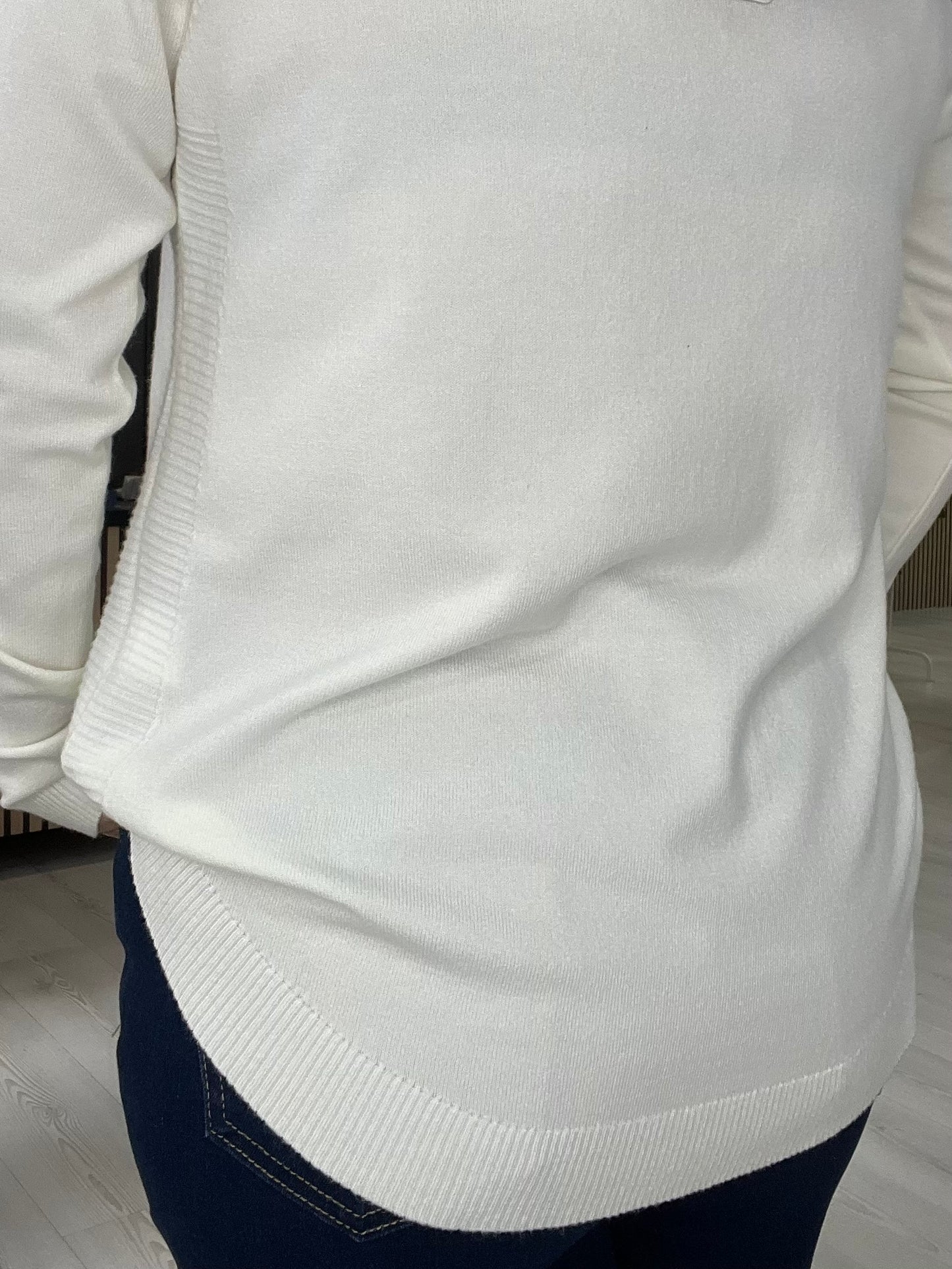 Jersey suave con aberturas laterales blanco Siloa