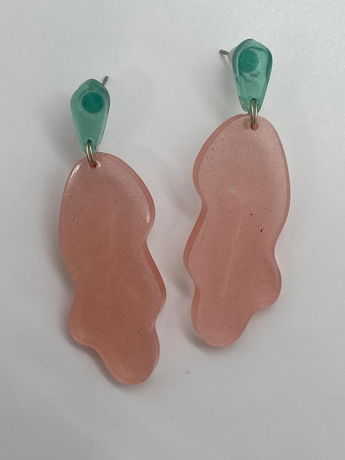 Pendiente Resina rosa claro