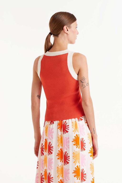 Top bicolor naranja