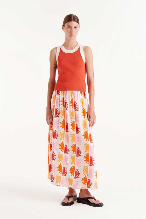 Top bicolor naranja