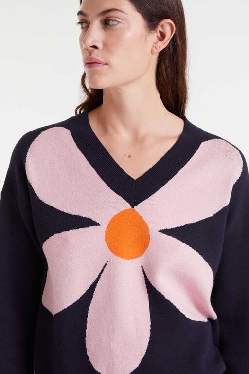 Jersey navy Big Flower