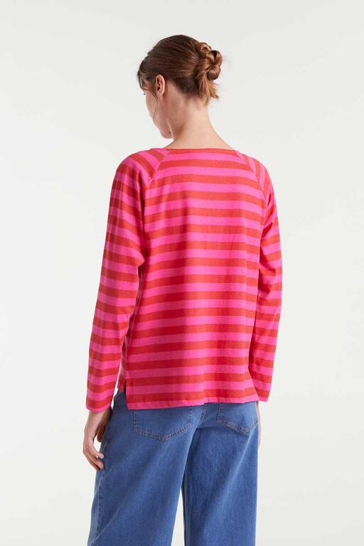 T-XL👉Camiseta rosa rayas