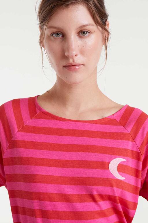 T-XL👉Camiseta rosa rayas