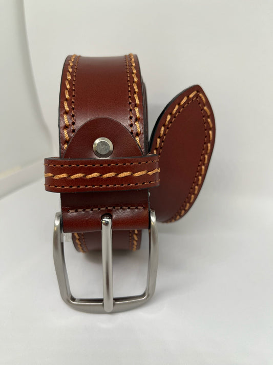 Cinturón Vaquetilla pespunte Camel.