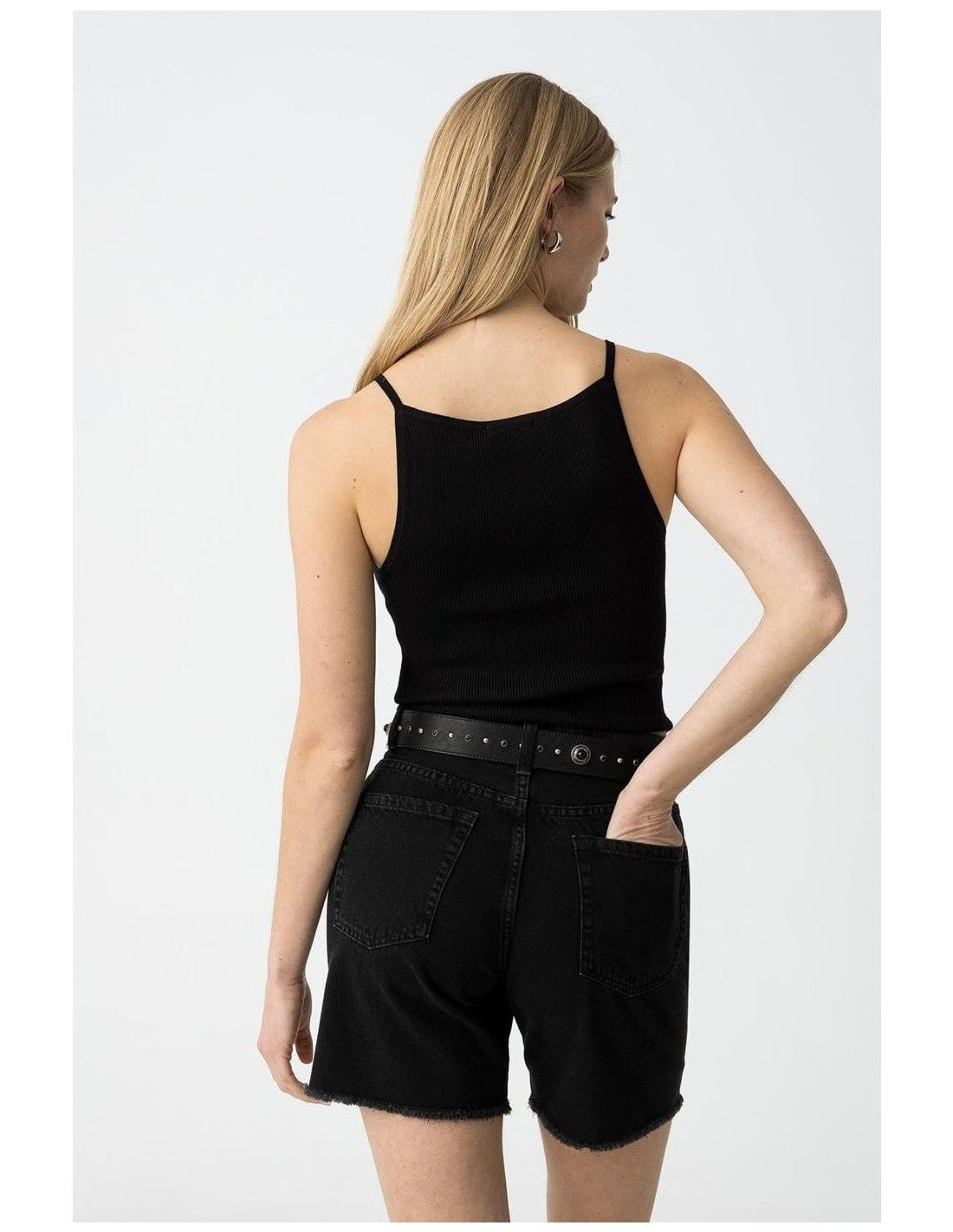 Top de canalé negro Calipso