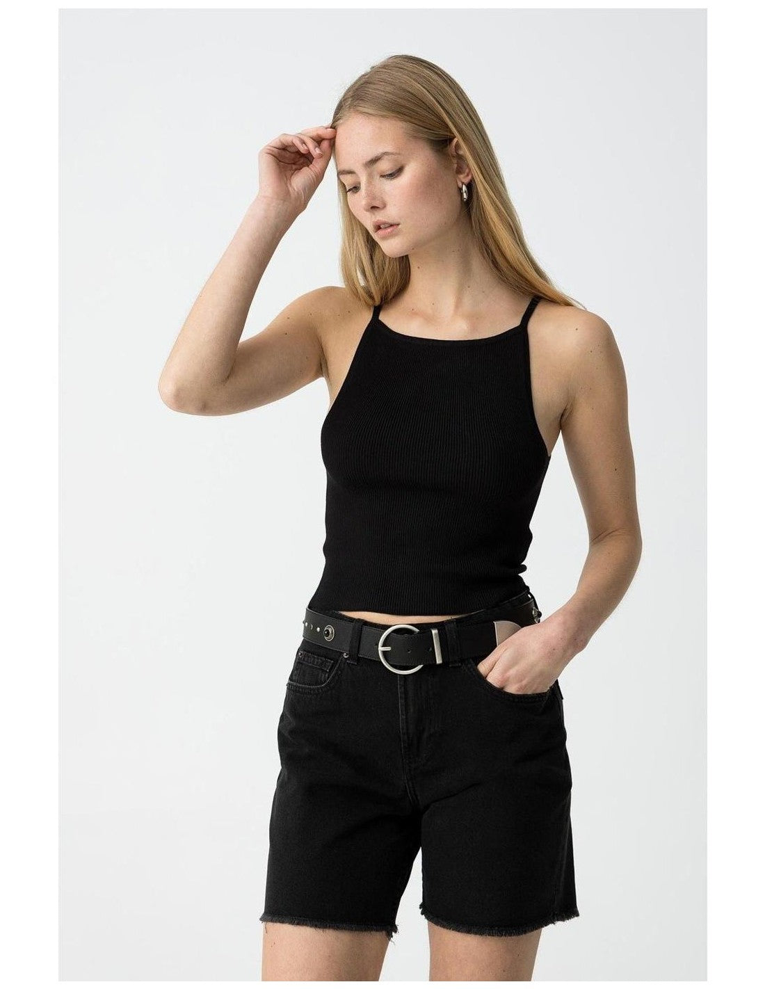 Top de canalé negro Calipso