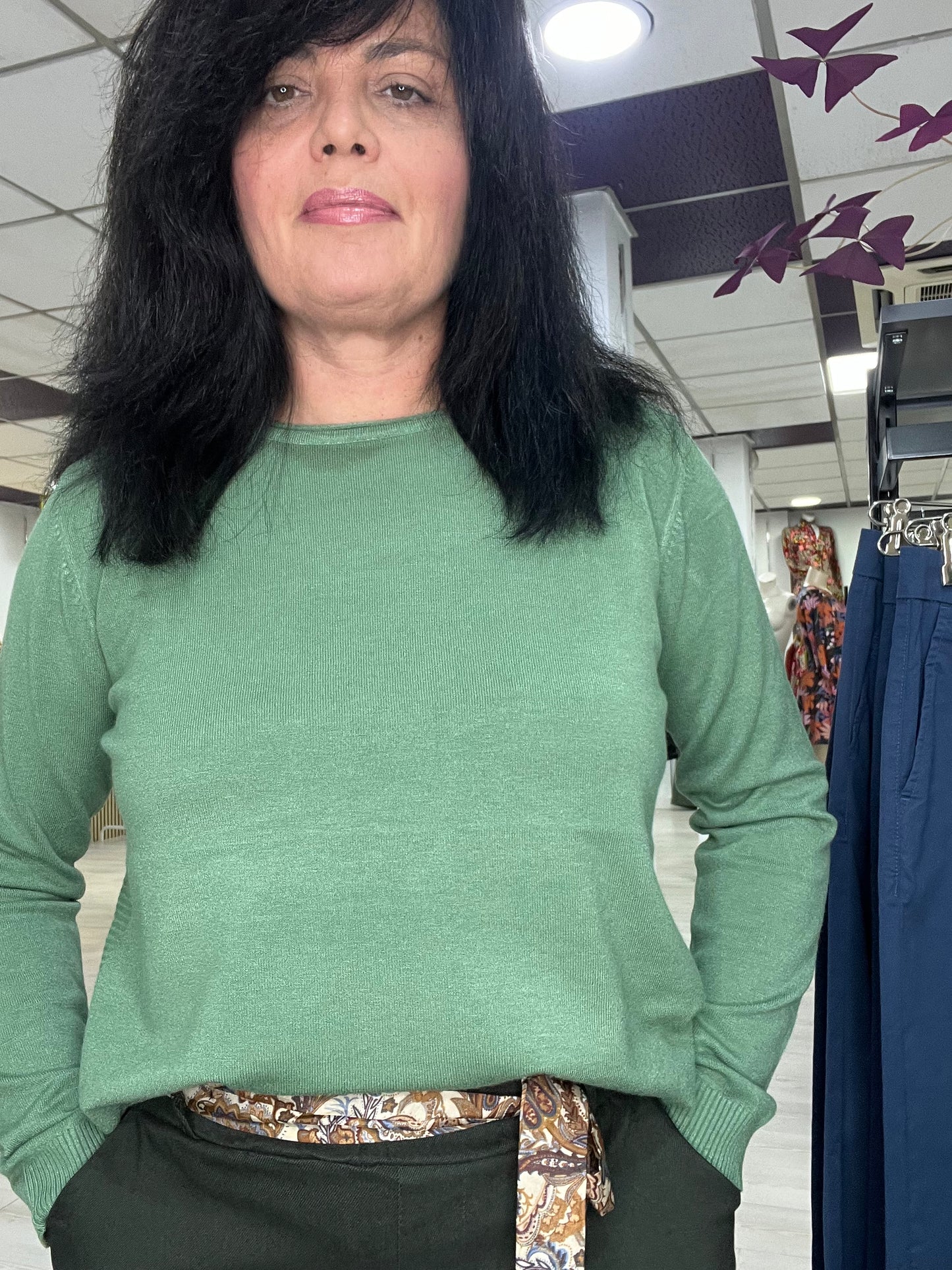 T-L/XL👉Jersey suave con aberturas laterales verde Siloa