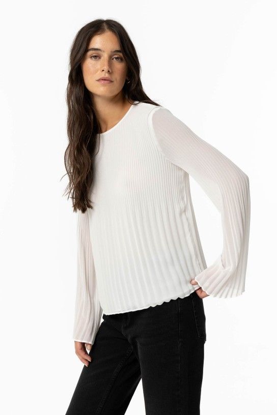 Blusa plisada blanca Liliana