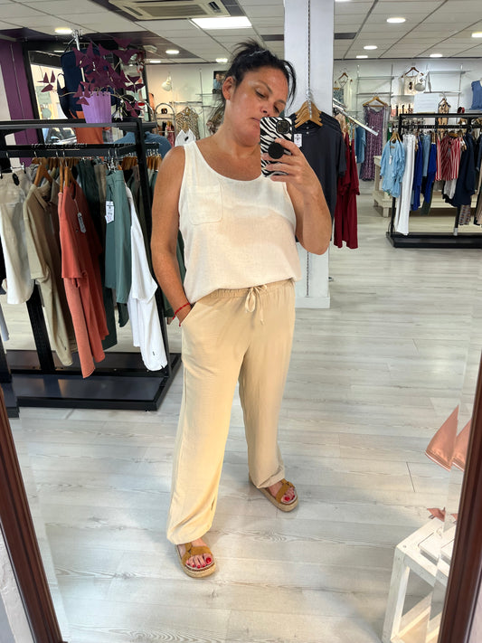 Pantalón fluido beig Tiana