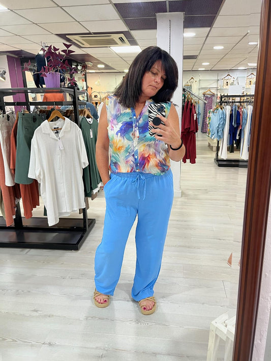 Pantalón fluido azul Tiana