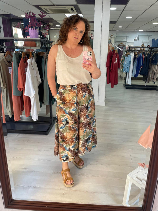 Pantalón tropical beig Elsa