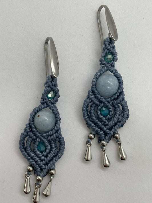 Pendientes micromacramé azul