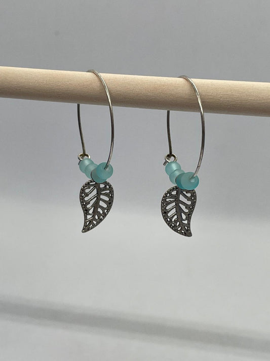 Pendientes aros hoja