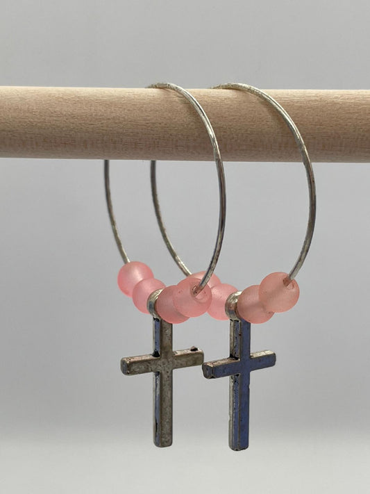 Pendientes aros cruz