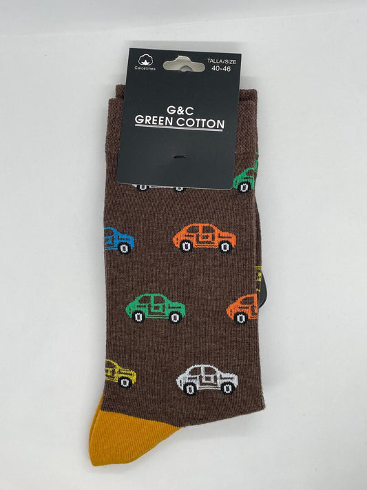 Calcetines  marrón coches