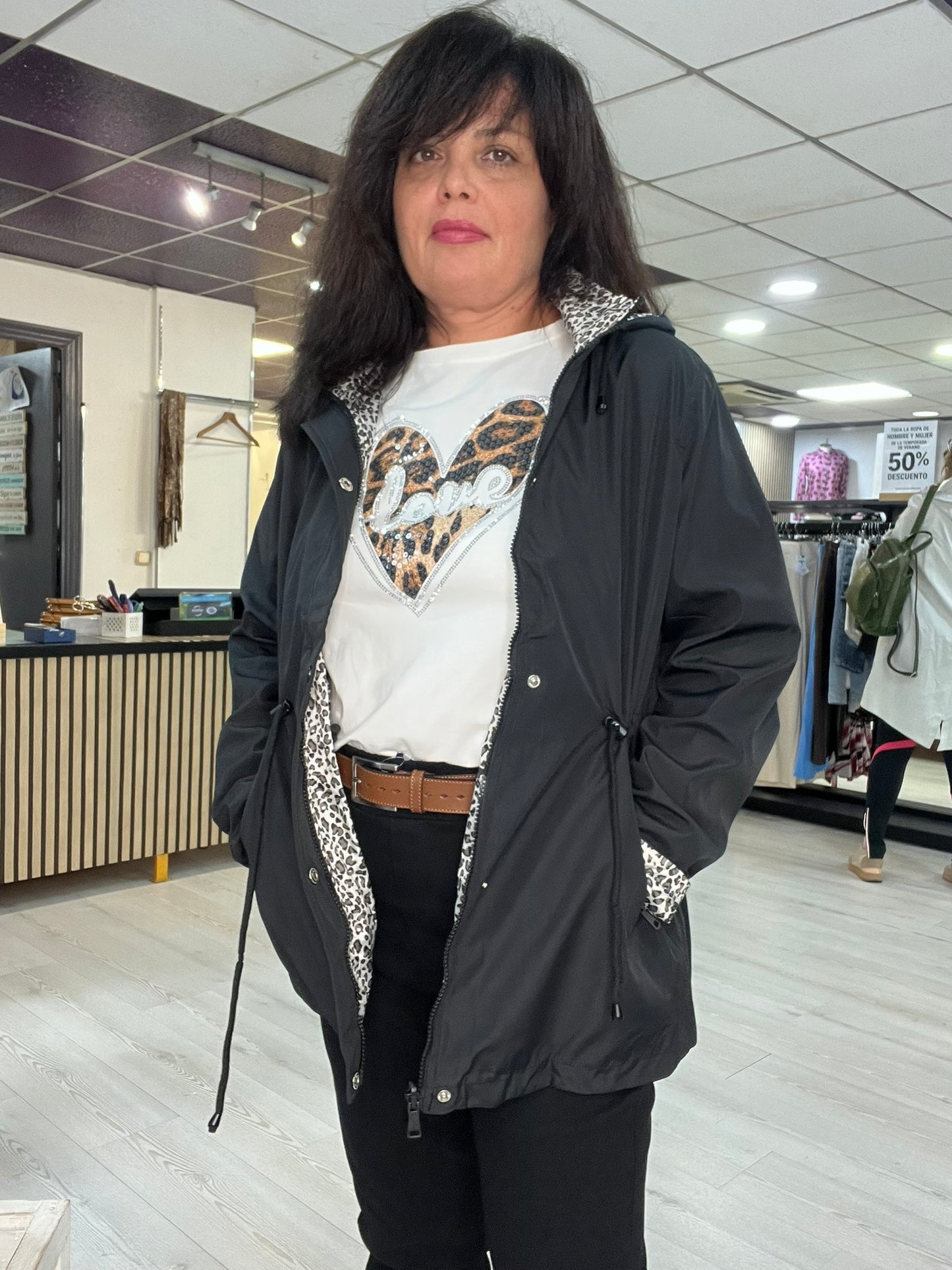 Parka negra reversible Parker