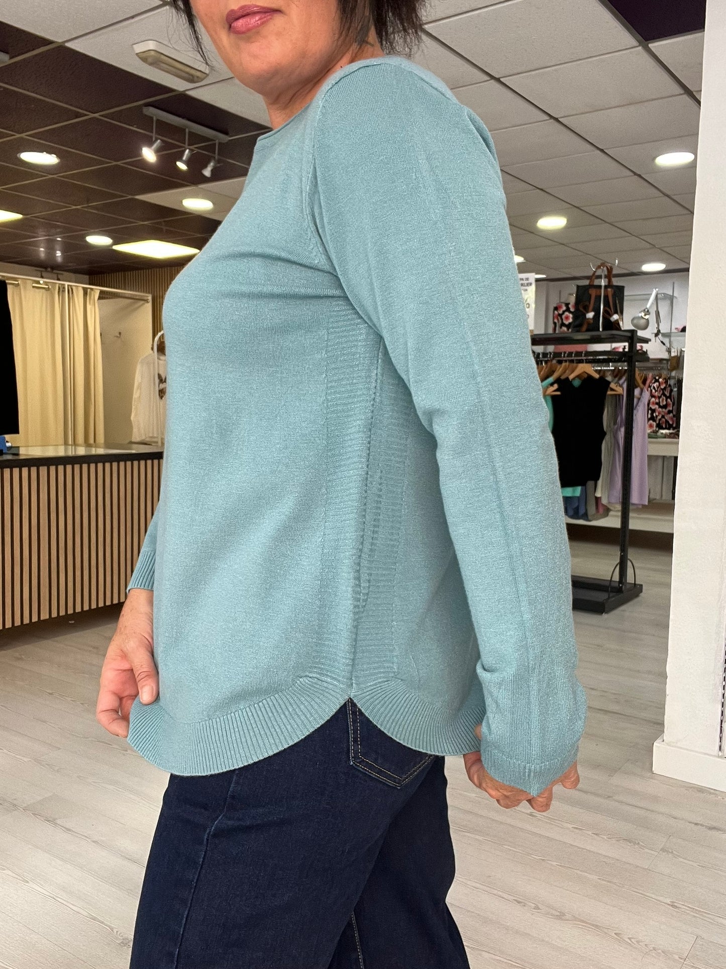 T-L/XL👉Jersey suave con aberturas laterales turquesa Siloa