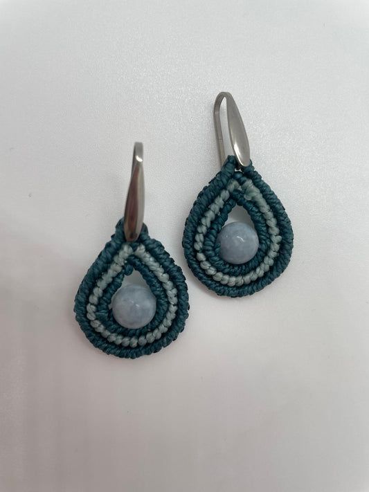 Pendientes micromacramé petrol