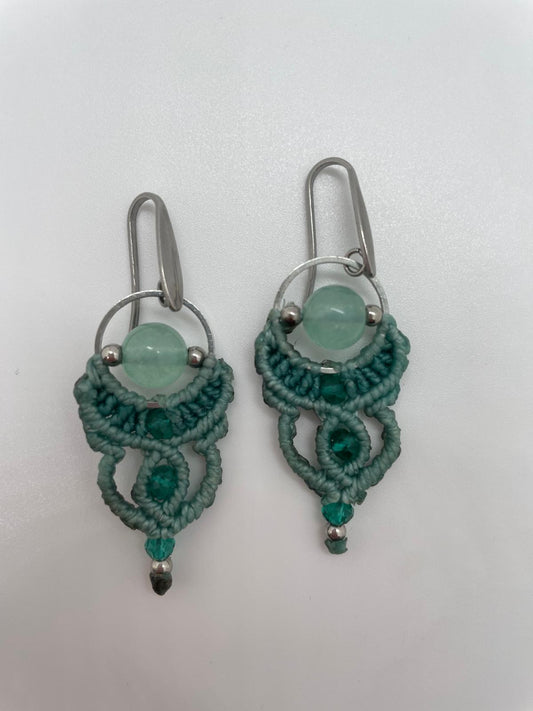 Pendientes micromacramé turquesa