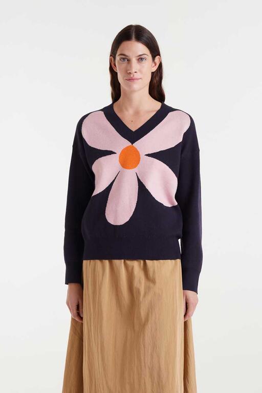 Jersey navy Big Flower