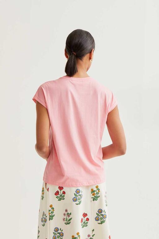 Camiseta con bolsillo rosa