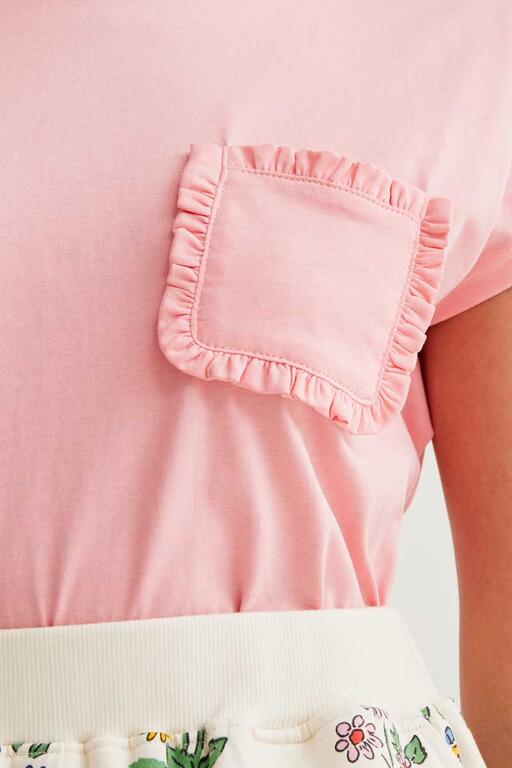 Camiseta con bolsillo rosa