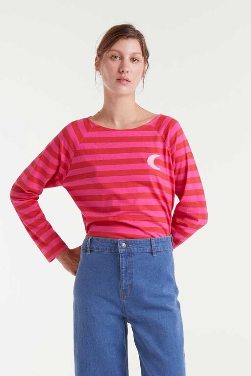 T-XL👉Camiseta rosa rayas