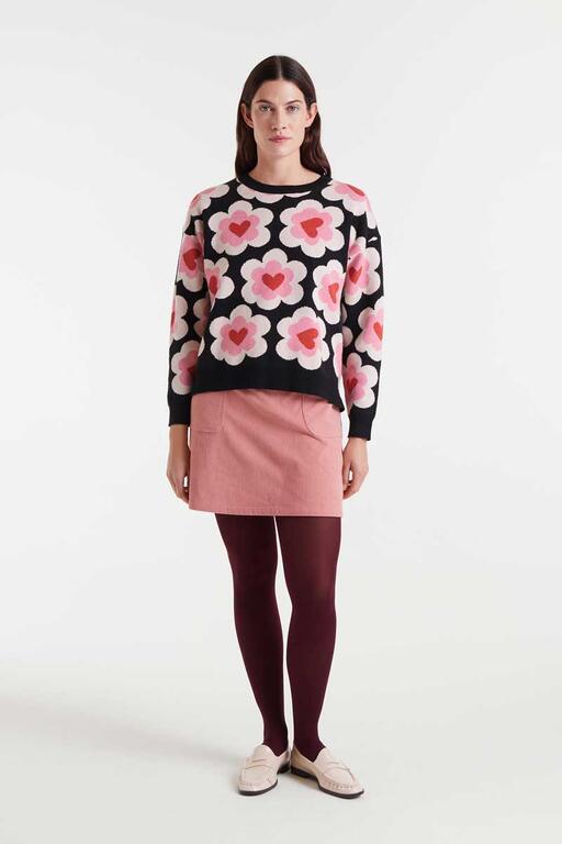 Falda de pana rosa