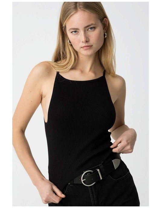 Top de canalé negro Calipso